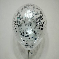 Воздушный шар с серебряным конфетти, квадратики